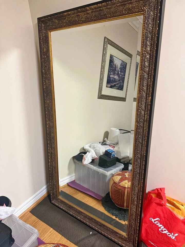 Large Ornate Gold and Bronze Floor Mirror from Bombay Company