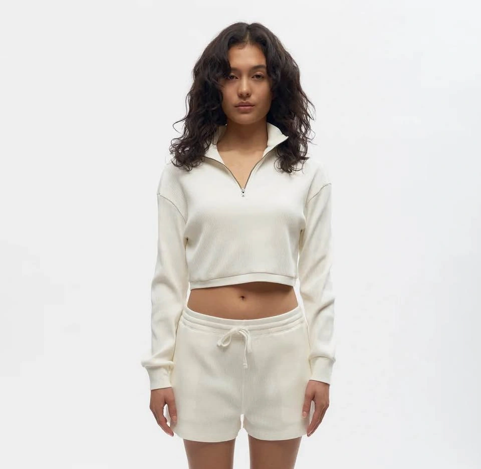 kotn cropped white half zip sweater - photo 5
