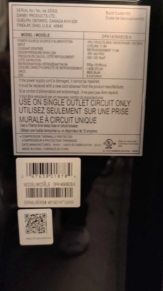 Danby Portable Air Conditioner DPA140B8BDB-6 - photo 2