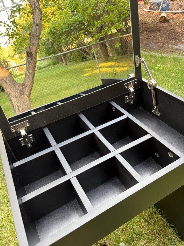 Black Vanity Table with Mirror and Stool - photo 2