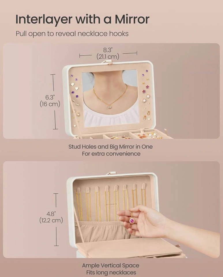SONGMICS Jewelry Box Organizer with Mirror – UJBC200W01 | Brand - photo 4