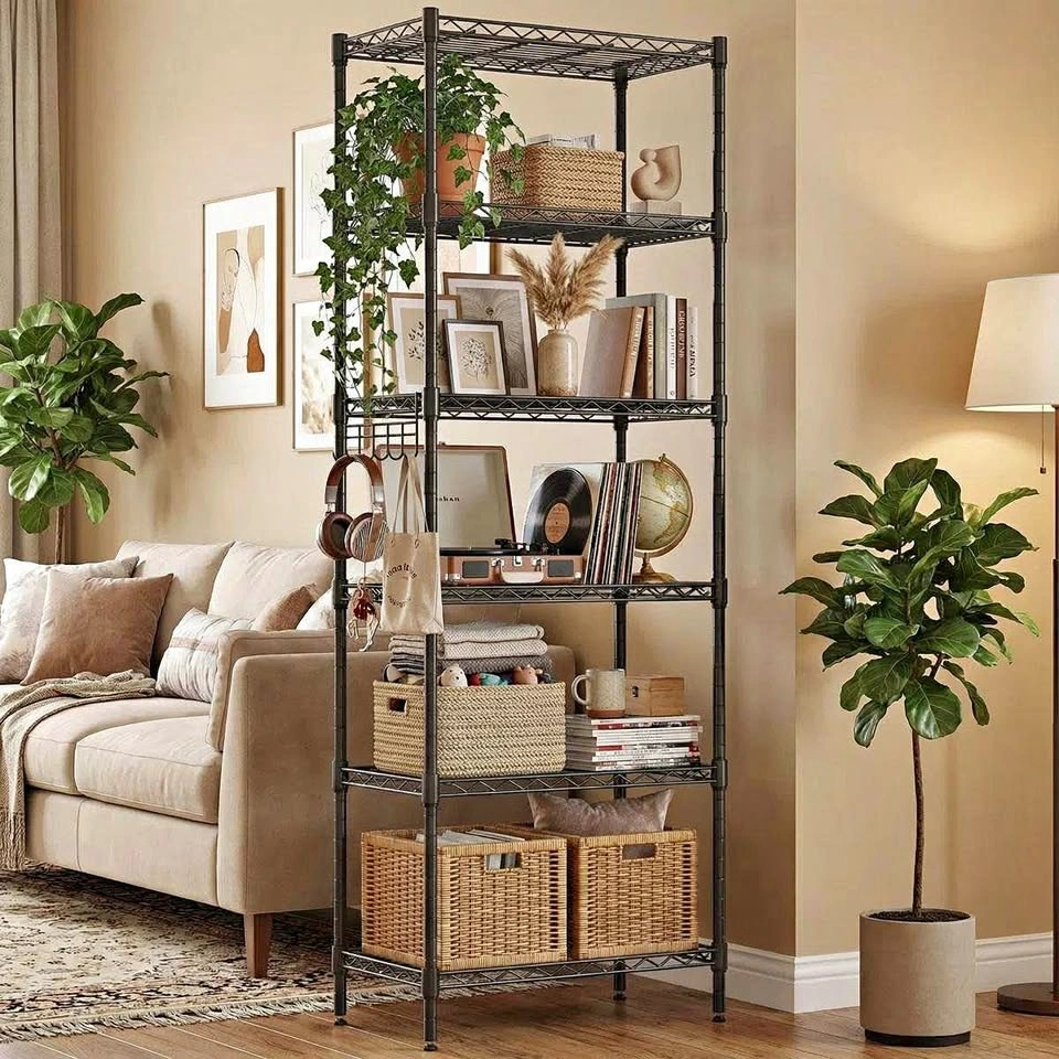 Augustine 6-Shelf Adjustable Storage Shelving Unit - Black