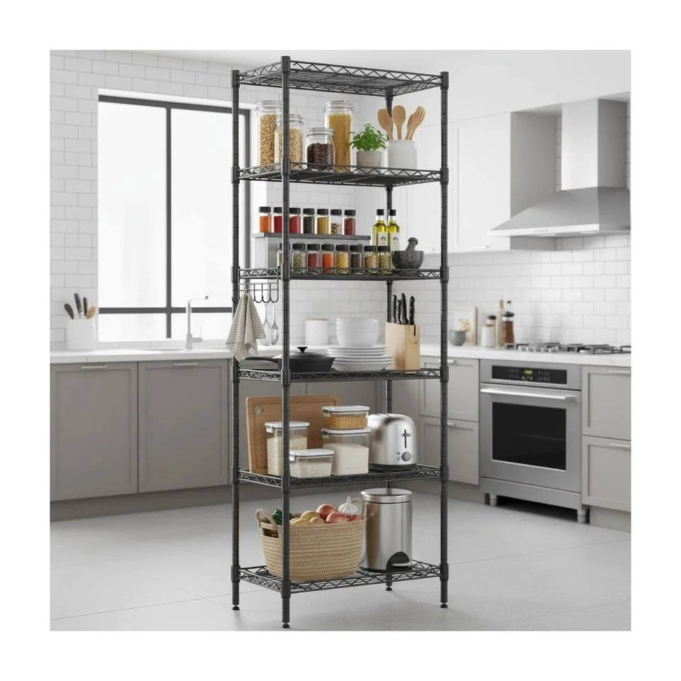 Augustine 6-Shelf Adjustable Storage Shelving Unit - Black - photo 2