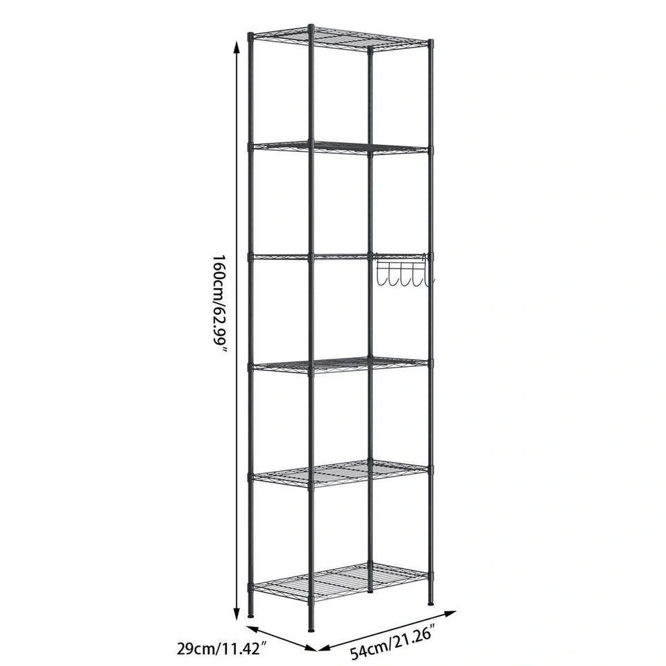 Augustine 6-Shelf Adjustable Storage Shelving Unit - Black - photo 5