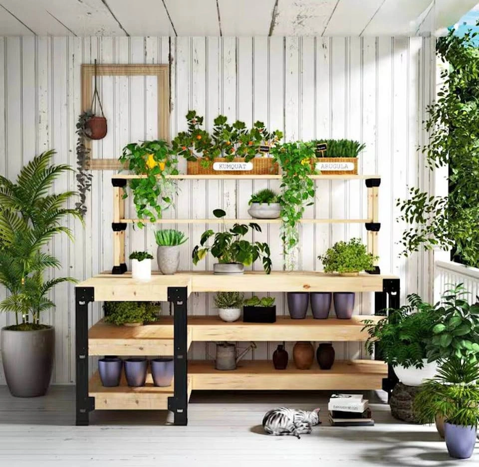Fleximounts Custom L-Shaped Workbench & Shelving Frame WB107B-L