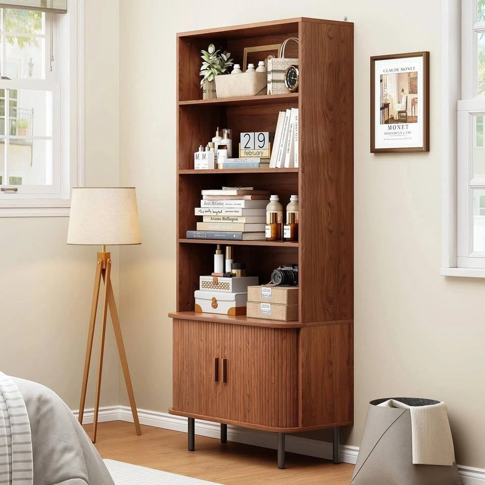 71” Tall Bookshelf with Storage Cabinet – Walnut – NEW IN BOX - photo 2