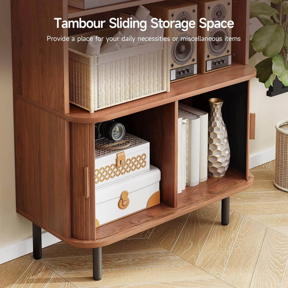 71” Tall Bookshelf with Storage Cabinet – Walnut – NEW IN BOX - photo 5
