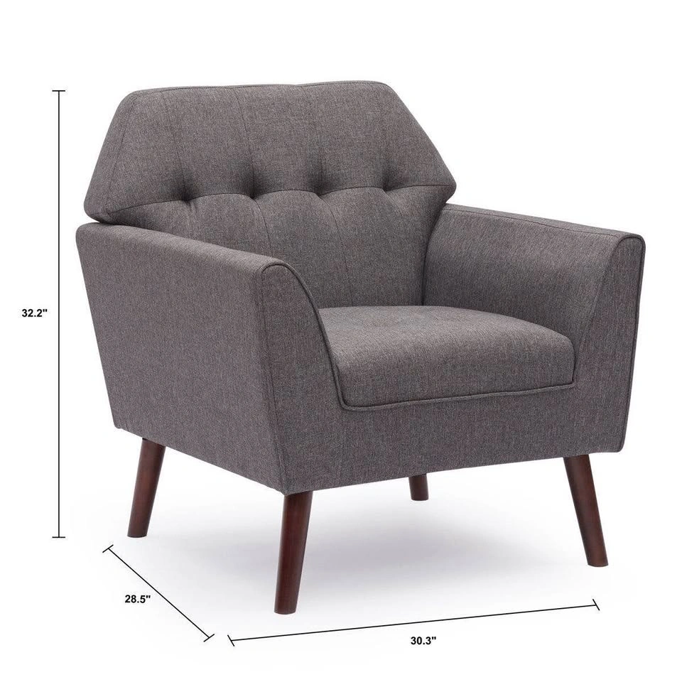 Mid-Century Modern Accent Arm Chair – Grey | Solid Wood Frame - photo 3