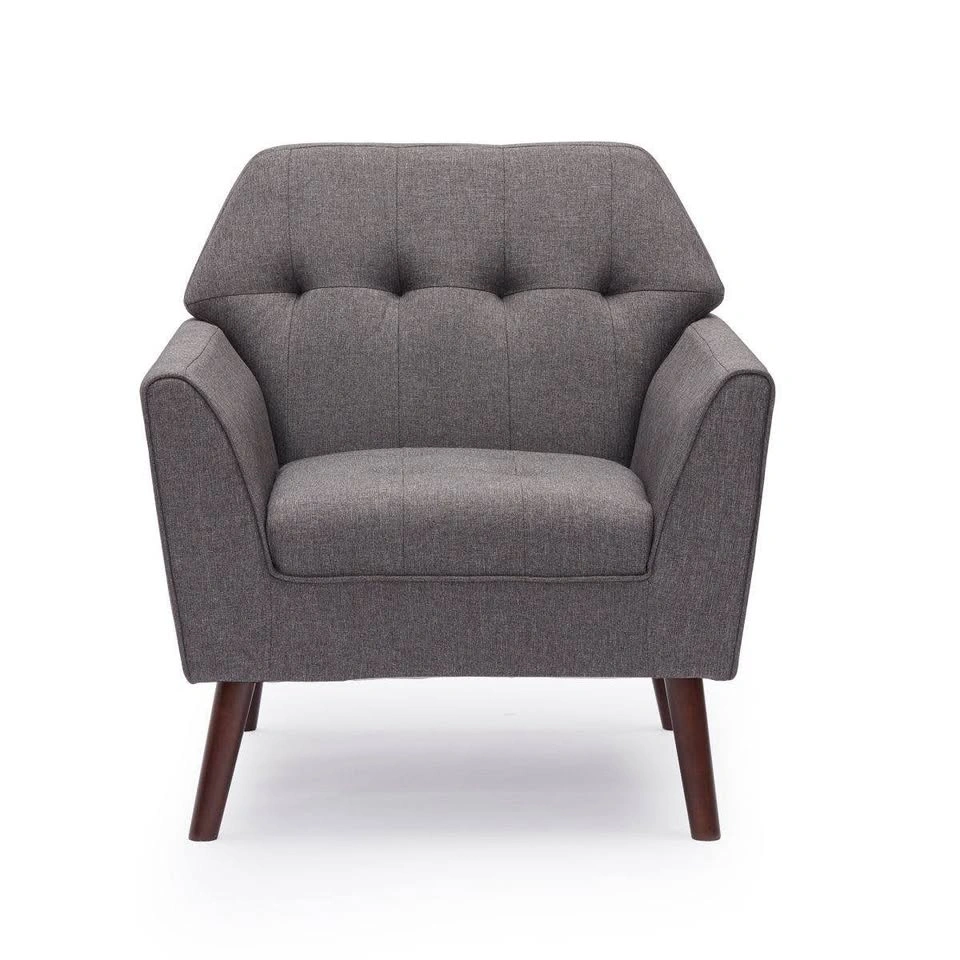 Mid-Century Modern Accent Arm Chair – Grey | Solid Wood Frame - photo 4