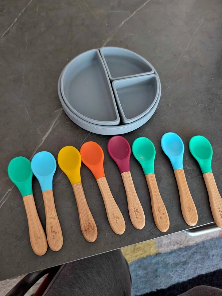 Silicone suction infant toddler plate and avanchy bamboo silicon