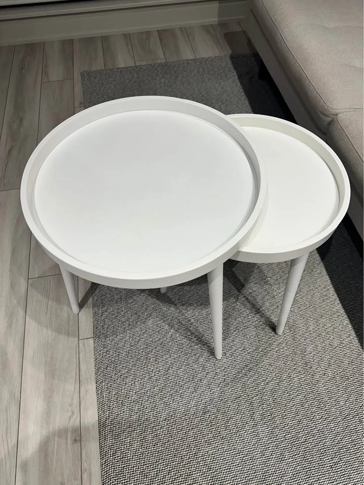 White Round Nesting Tables - photo 2