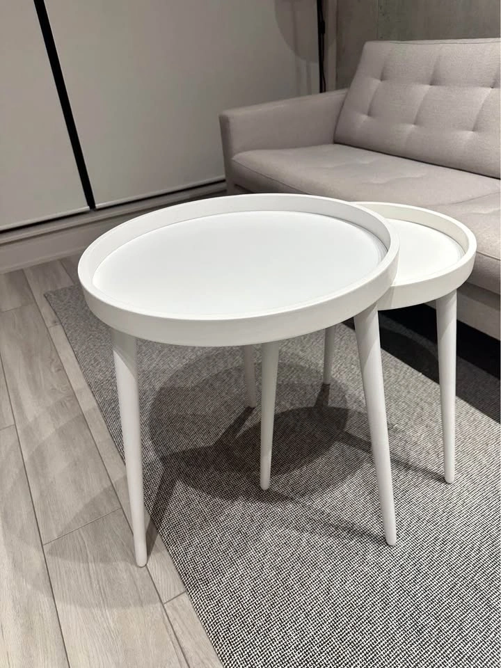 White Round Nesting Tables - photo 3