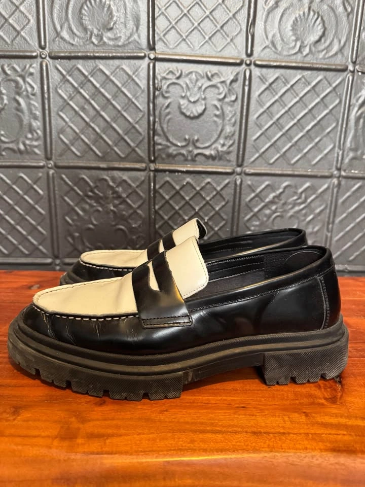 Steve Madden Two-Tone Lug Sole Penny Loafers White/Black - photo 3