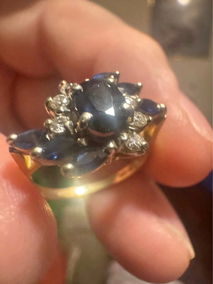 Gold Sapphire Diamond Engagement Ring
