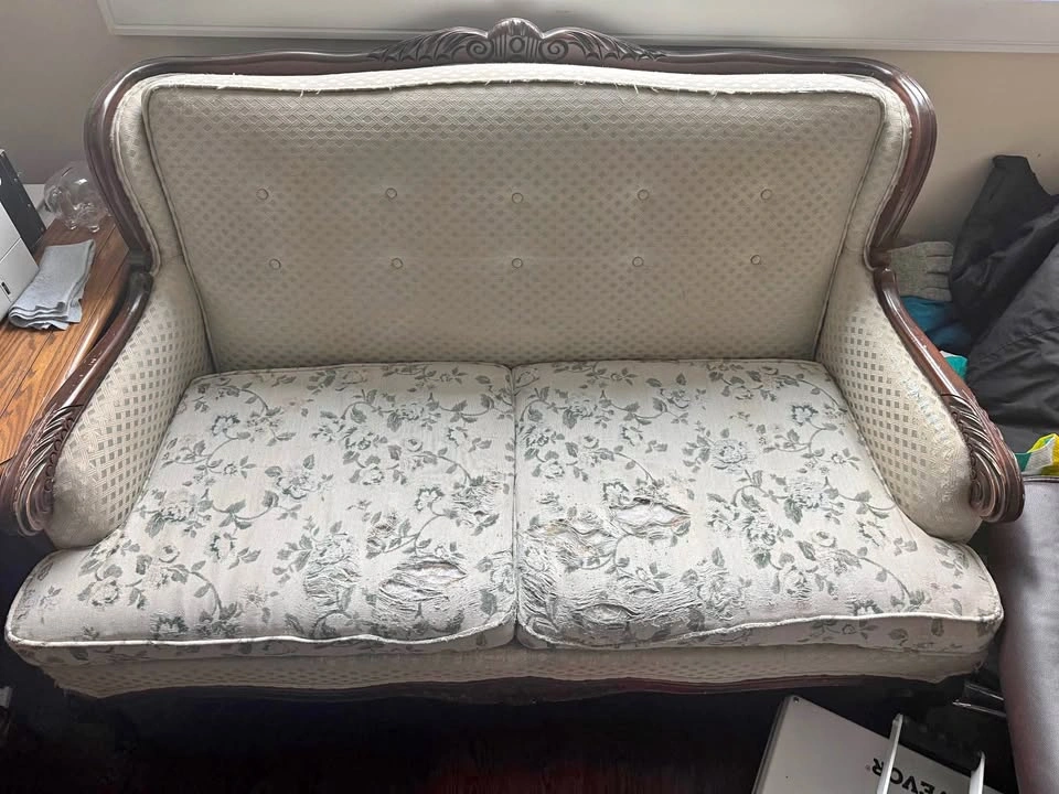 Vintage Carved Wood Sofa/ Settee - project piece