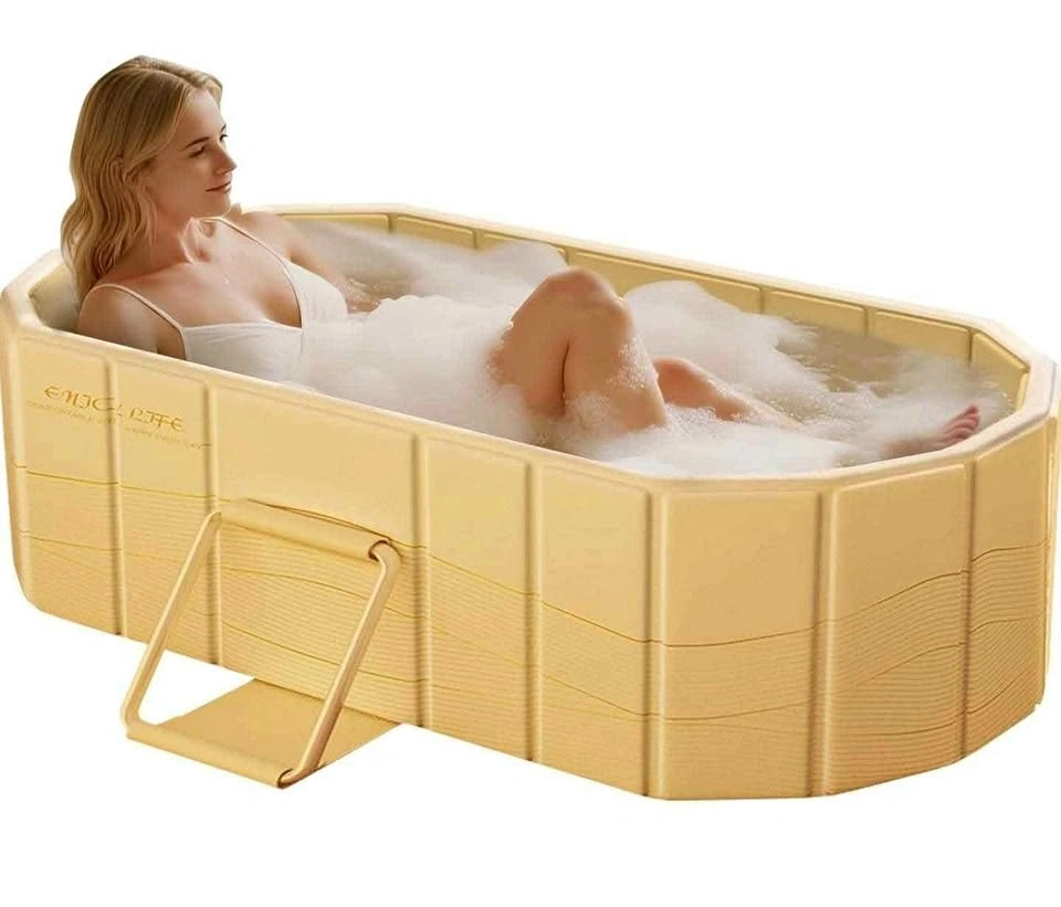 Portable Foldable Bathtub 47.2x21.6x19.6" Beige