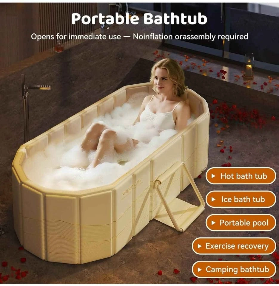 Portable Foldable Bathtub 47.2x21.6x19.6" Beige - photo 5
