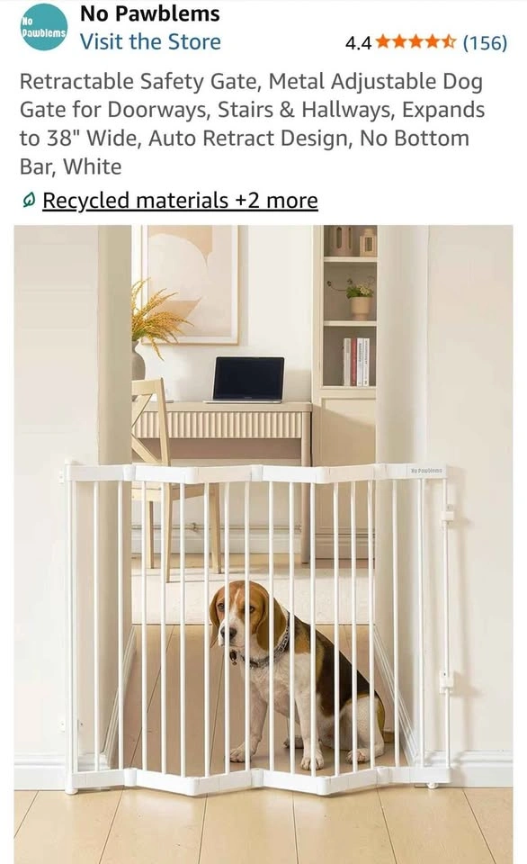 Retractable Safety Gate, Metal Adjustable Dog Gate - photo 2