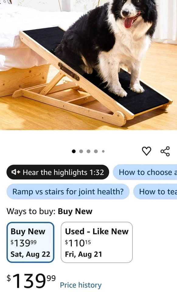 Woohoo Adjustable Wooden Dog Ramp for Couch & Bed - photo 2