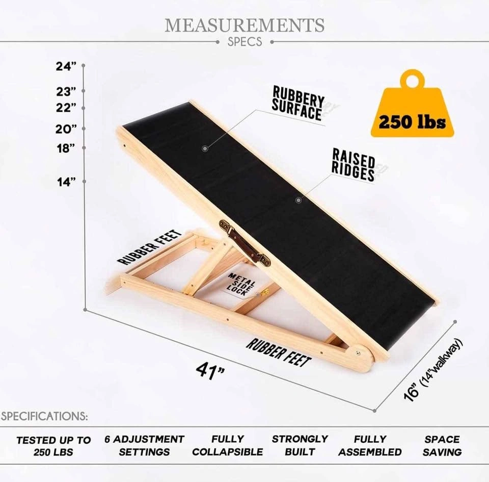Woohoo Adjustable Wooden Dog Ramp for Couch & Bed - photo 4