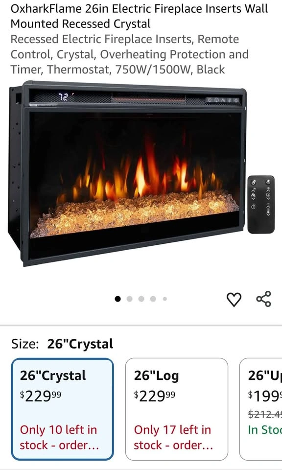 OxharkFlame 26in Electric Fireplace Insert - photo 2