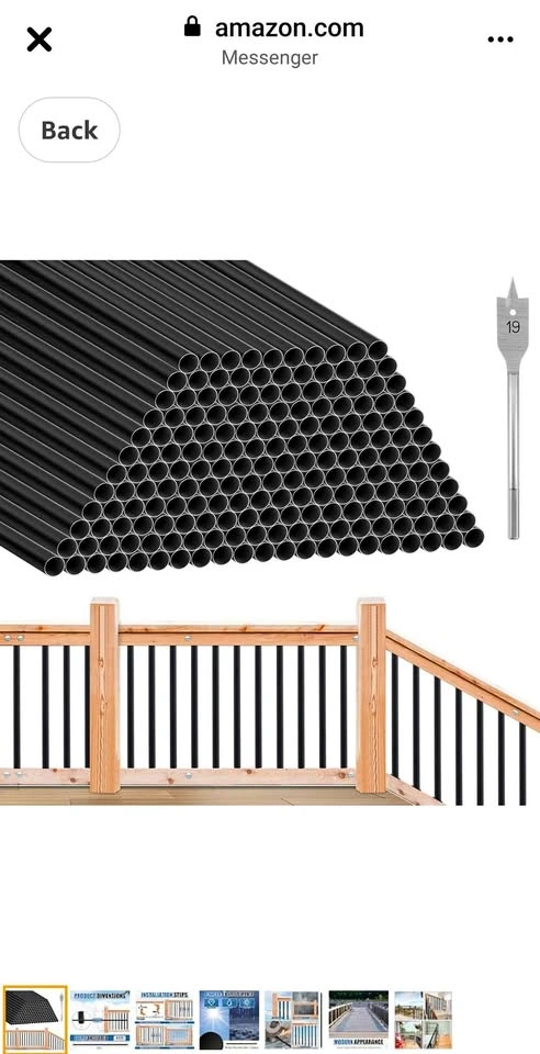Yaocom Aluminum Deck Balusters Black Metal Railing 26" 120 Pcs