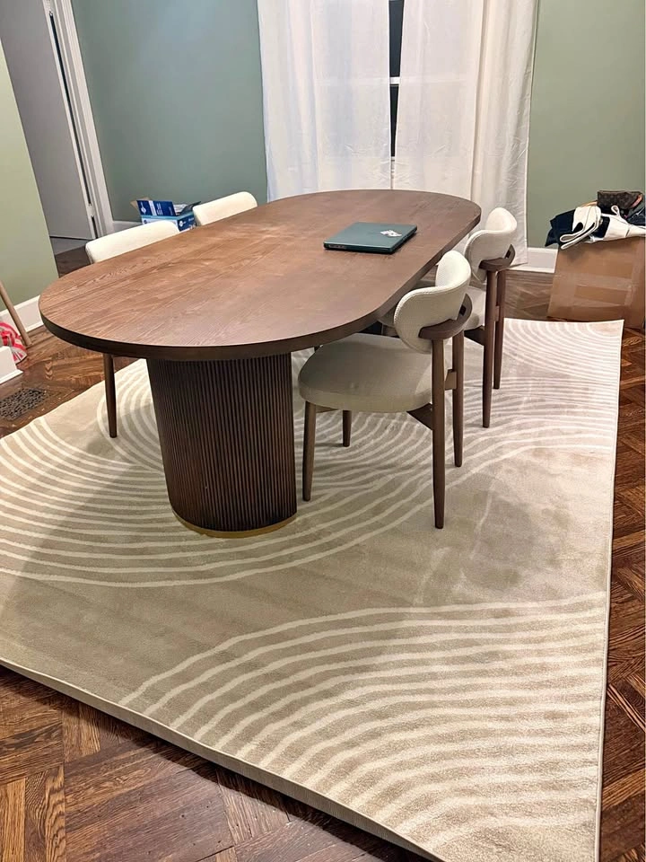 Abani Beige and White Swirl Area Rug | 7'9" x 10'2"