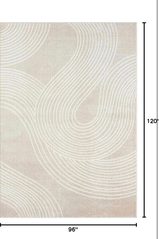 Abani Beige and White Swirl Area Rug | 7'9" x 10'2" - photo 2