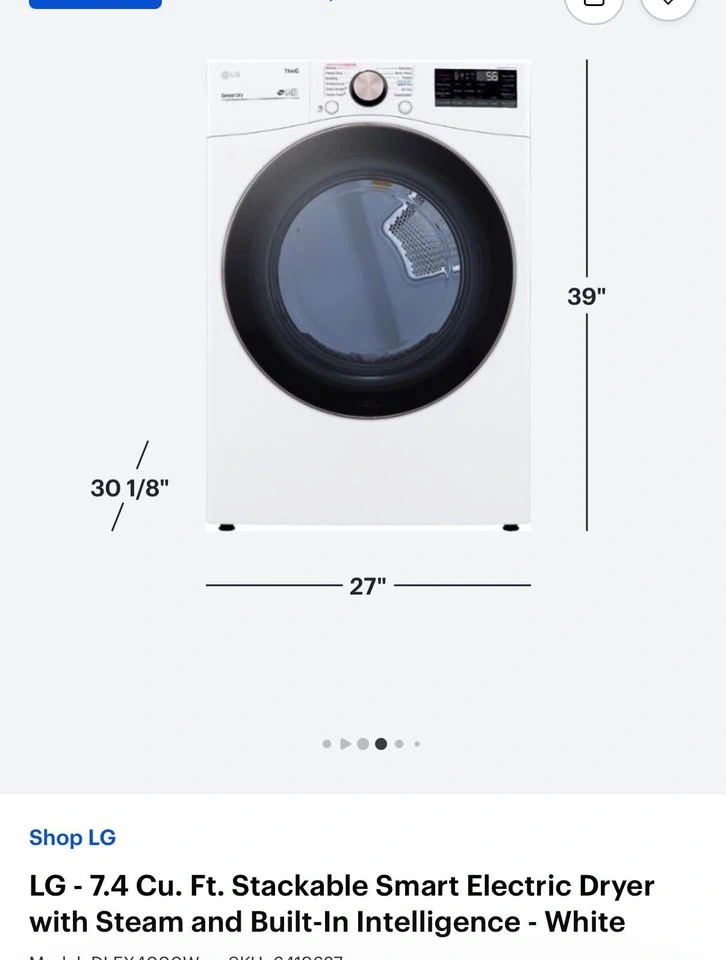 LG 7.4 Cu. Ft. Stackable Smart Electric Dryer - photo 2