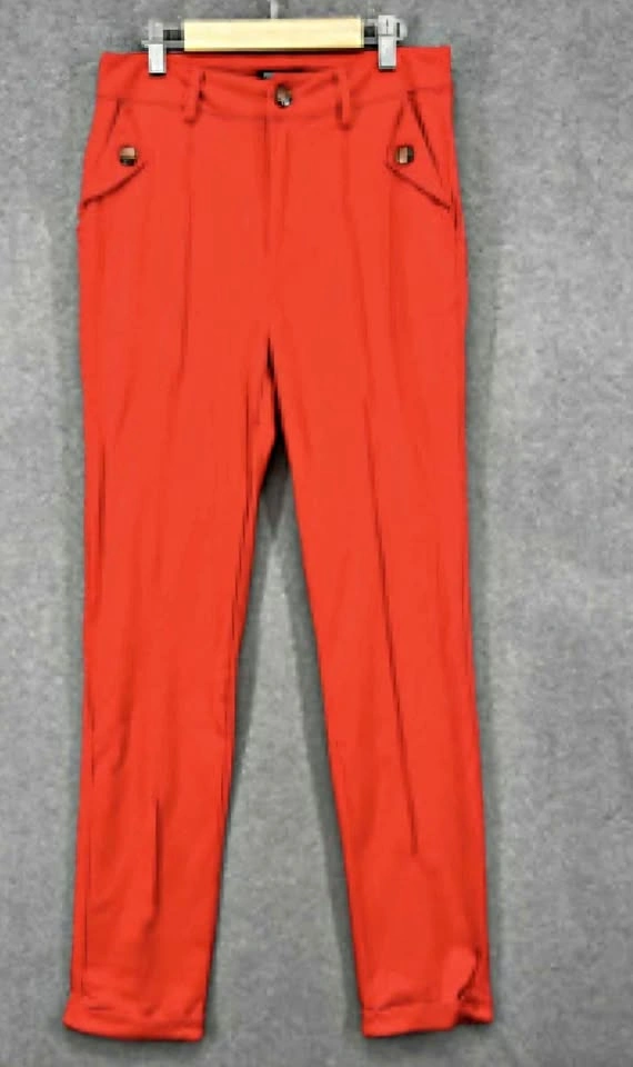 Red High-Waisted Trousers with Matching Belt