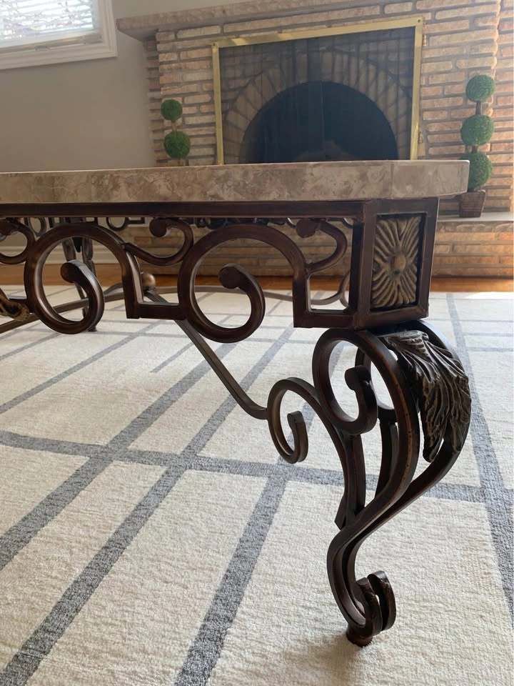 Elegant Pulaski-Style Marble and Metal Coffee and End Tables Set - photo 3