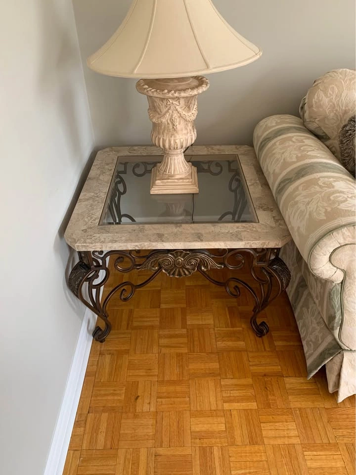 Elegant Pulaski-Style Marble and Metal Coffee and End Tables Set - photo 4