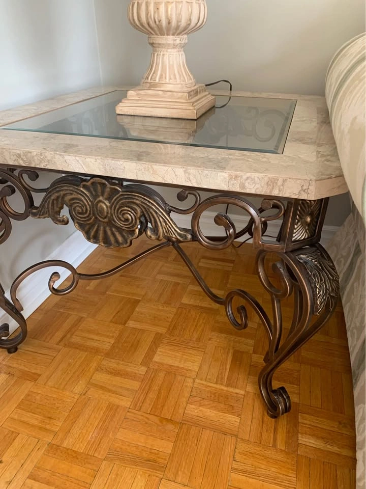 Elegant Pulaski-Style Marble and Metal Coffee and End Tables Set - photo 5