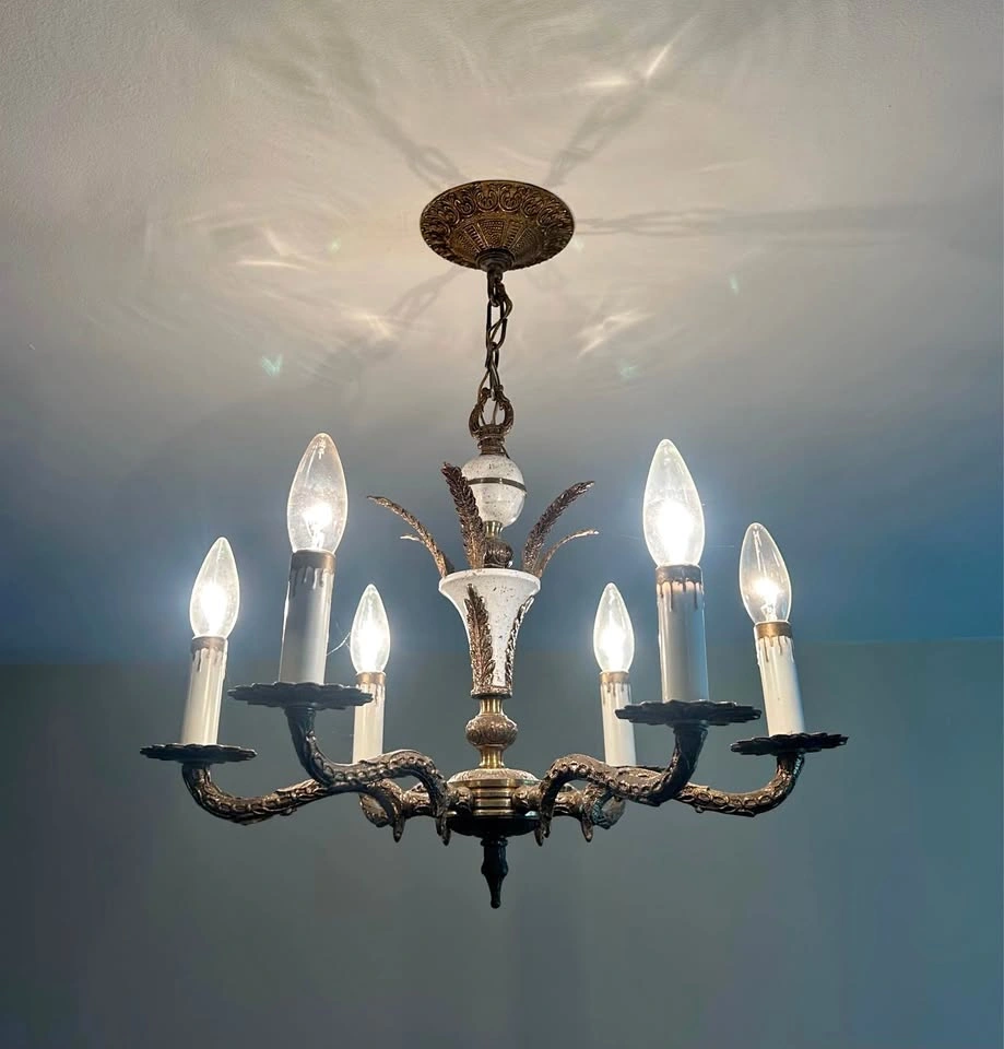 Vintage 1960s Brass Chandelier