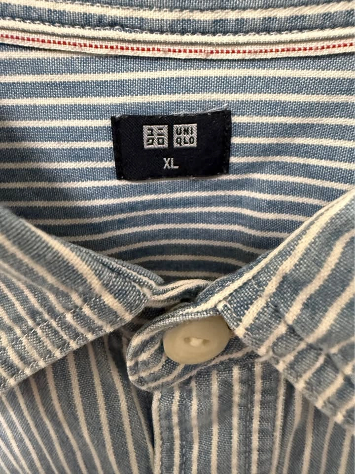Uniqlo XL Blue and White Striped Long Sleeve Shirt - photo 2