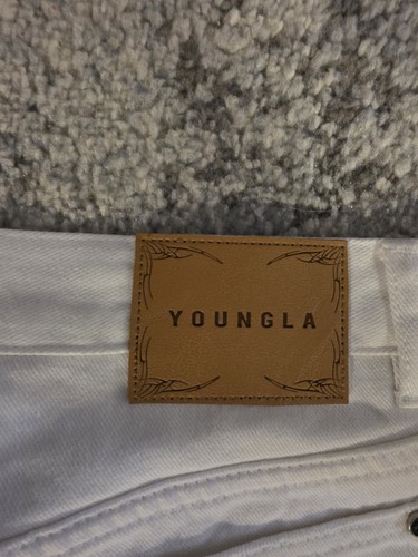 YoungLA White Distressed Jeans Men's Size Medium - photo 3