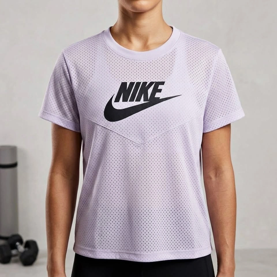 Nike Violet Mesh Short Sleeve Activewear Top Womens Size Large