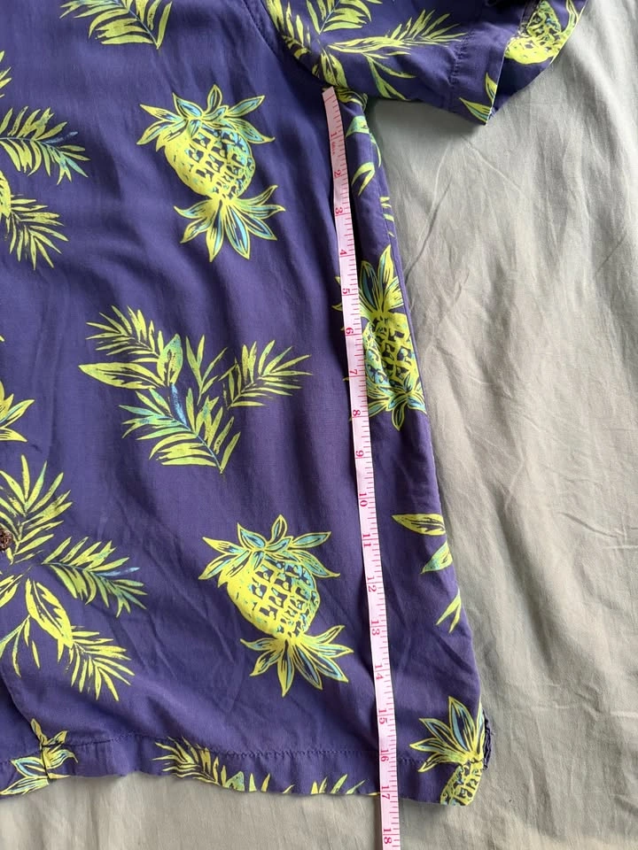 Joe Fresh Viscose Pineapple Hawaiian Shirt Small S Blue Tropics - photo 5
