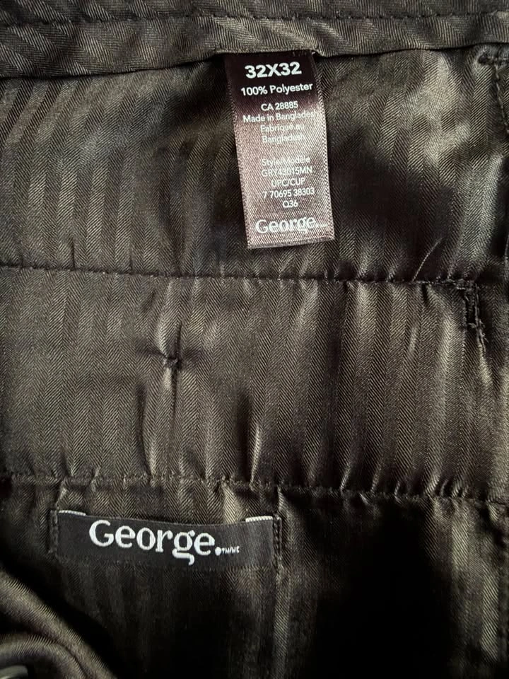 George Men's Black Dress Pants Slacks - 34x27 (Hemmed Short) - photo 3