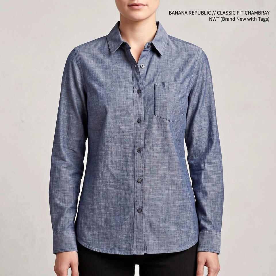 Banana Republic Chambray Shirt Womens Petite Small NWT