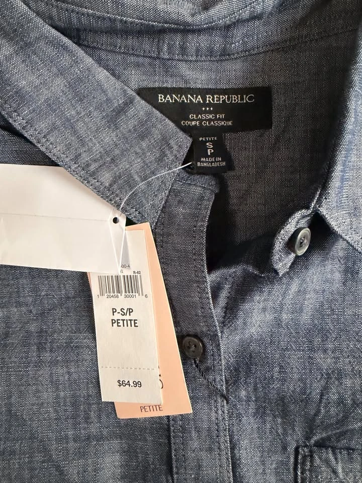 Banana Republic Chambray Shirt Womens Petite Small NWT - photo 3