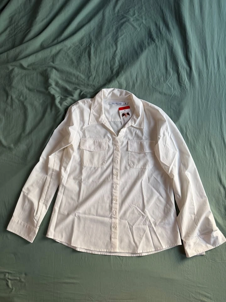 Calvin Klein Jeans Womens Utility Stretch Shirt Cream Medium - photo 2