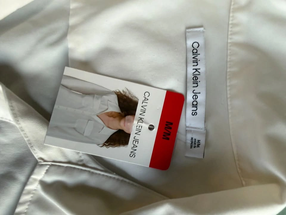 Calvin Klein Jeans Womens Utility Stretch Shirt Cream Medium - photo 4