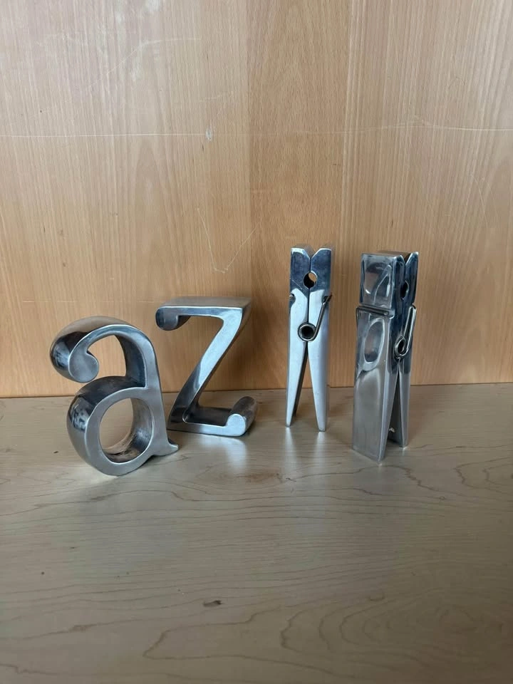 Giant Chrome Clothes Pins and chrome a and z letters