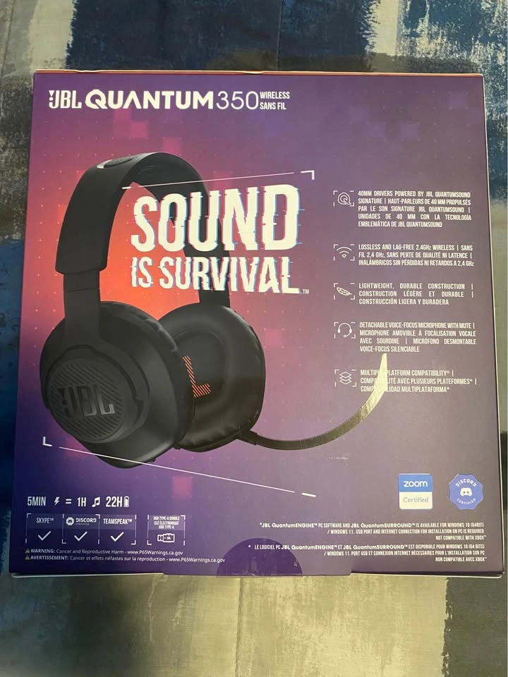 JBL Quantum 350 Premium Wireless Gaming Headset - New Brand Seal - photo 2