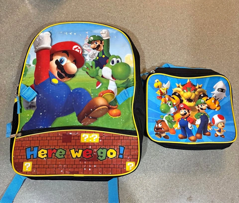 Super Mario Backpack Set including lunchbox