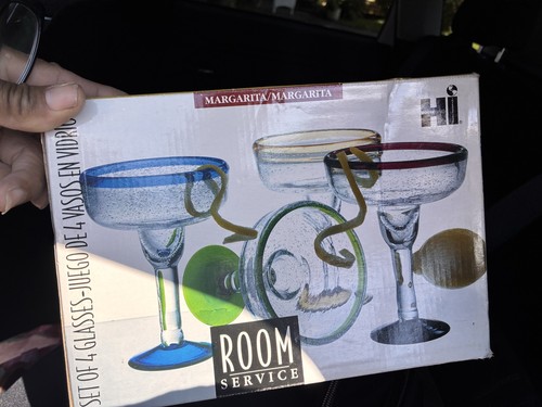 Set of 4 Hand Blown Margarita Glasses