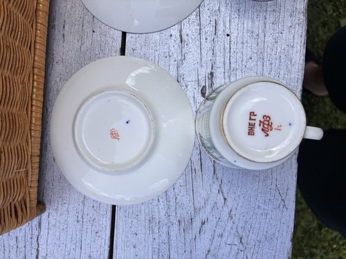 Vintage Lomonosov Soviet Porcelain Summer Garden Cup Set - photo 4