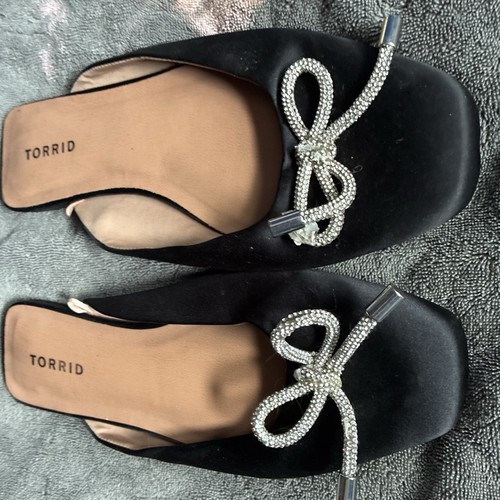Torrid Black Satin Rhinestone Bow Mules - photo 4