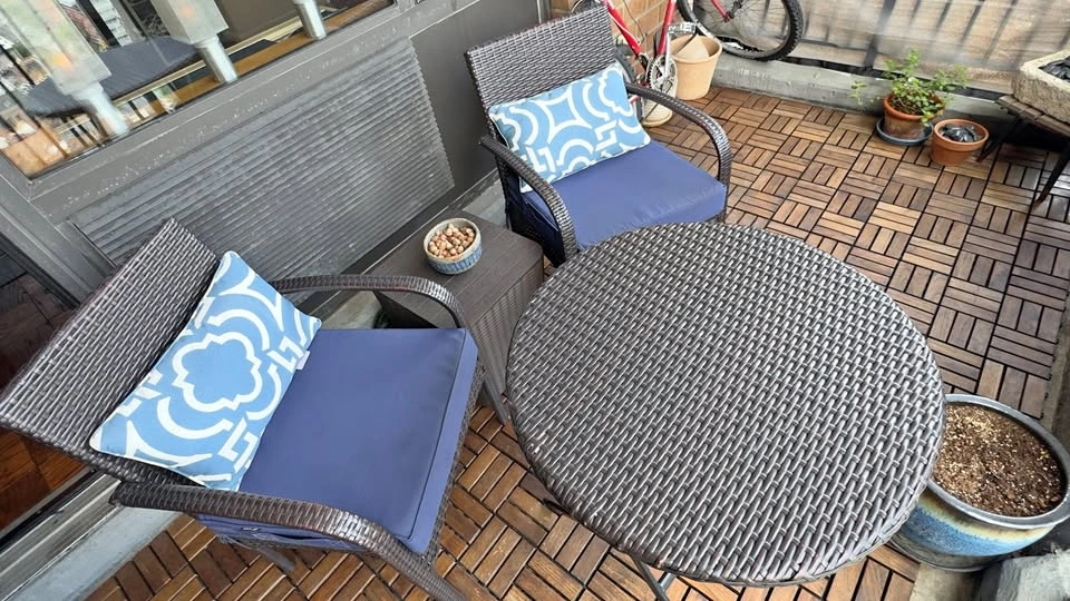 Terrace Furniture: Folding Table, 2 Chairs, and Storage Box